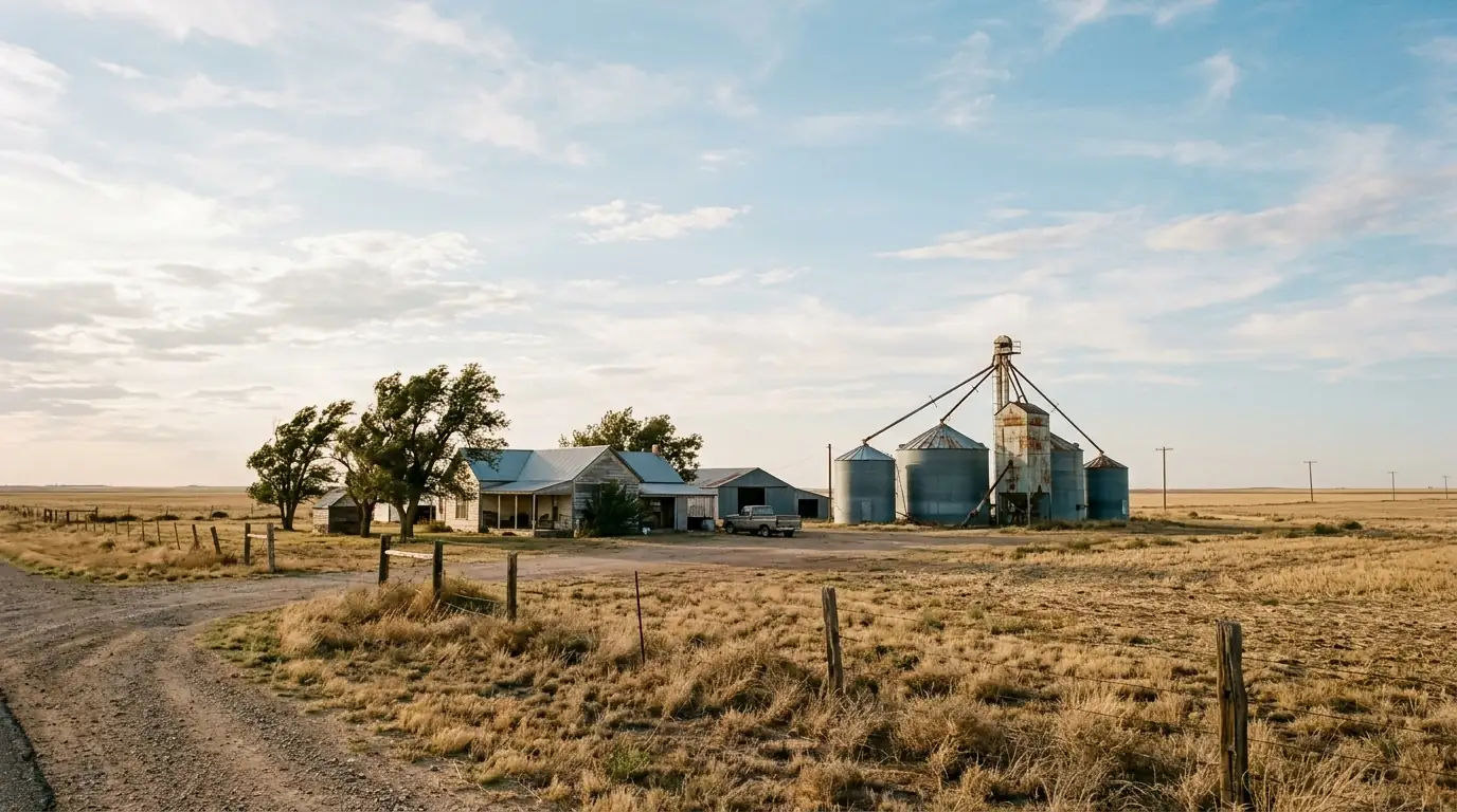 Rural Gray County Texas landscape near Pampa with farm homes