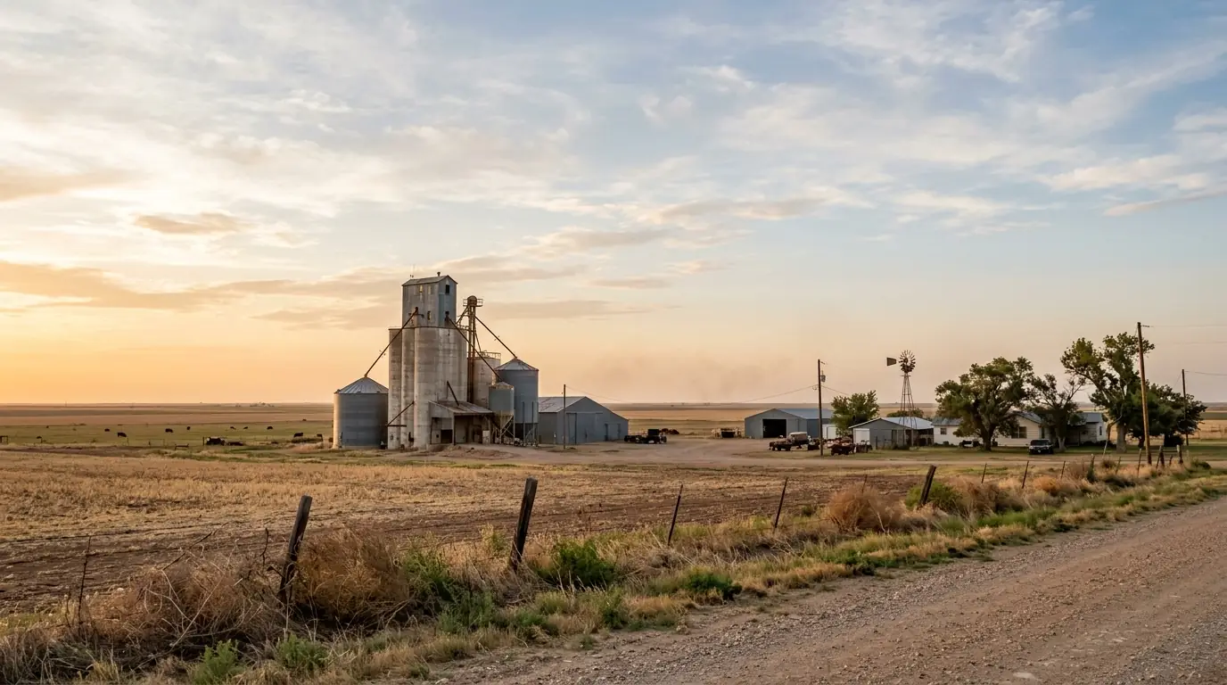 Rural Deaf Smith County Texas landscape near Hereford with farm homes