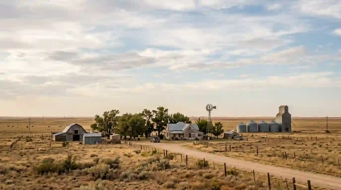 Rural Randall County Texas landscape near Canyon with farm homes