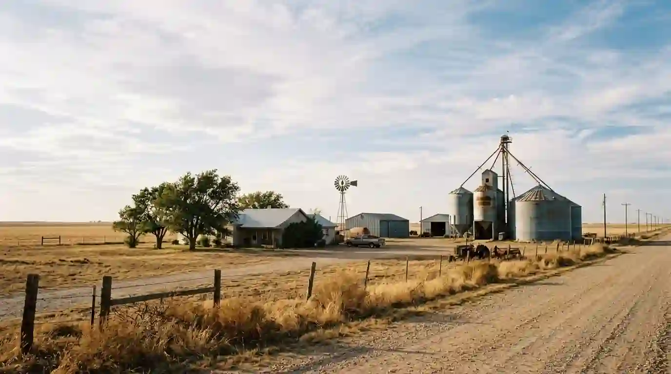 Rural Swisher County Texas landscape near Tulia with farm homes