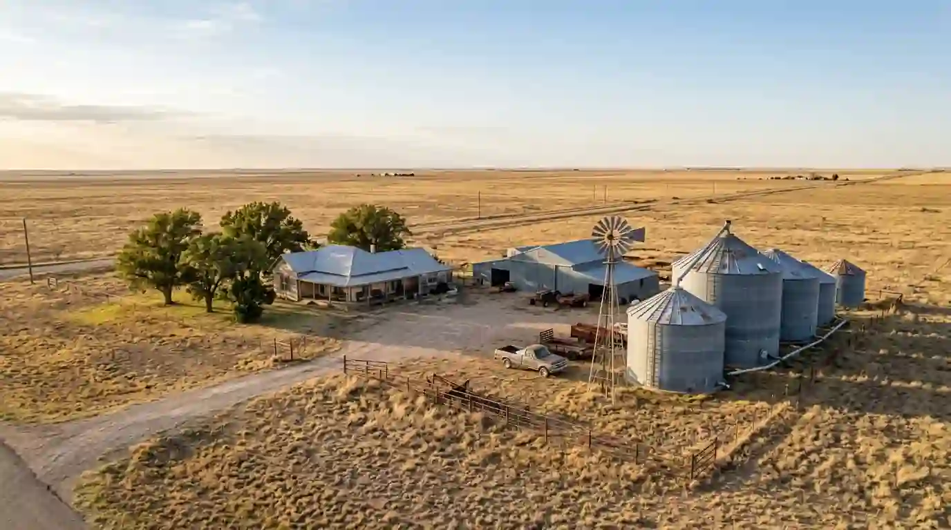 Rural Potter County Texas landscape near Amarillo with farm homes